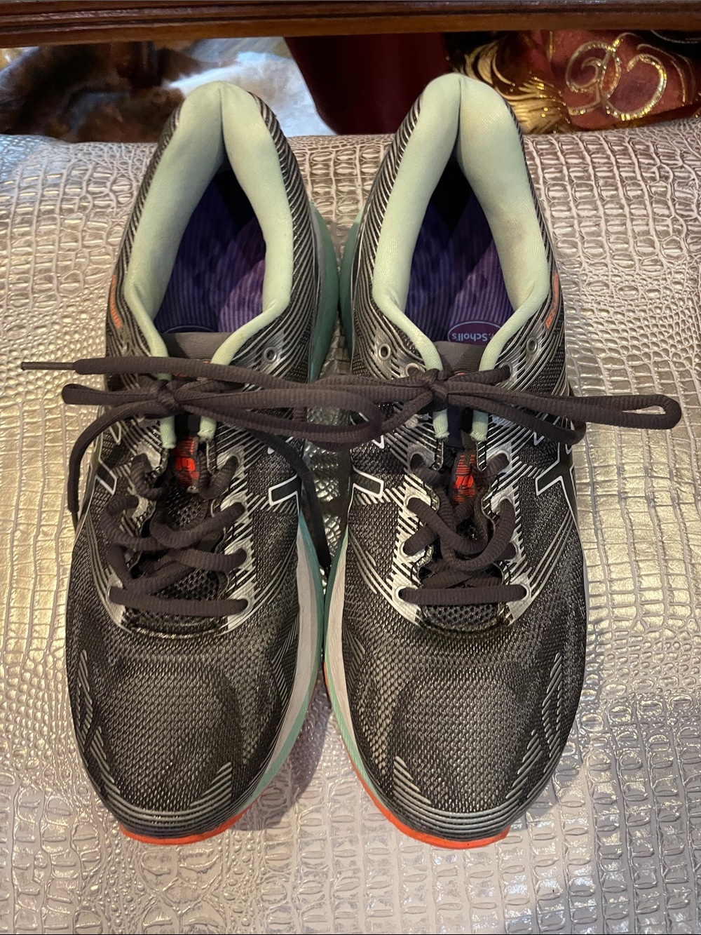 Oasics Women's Black and Mint Running Shoes - Lightweight Support